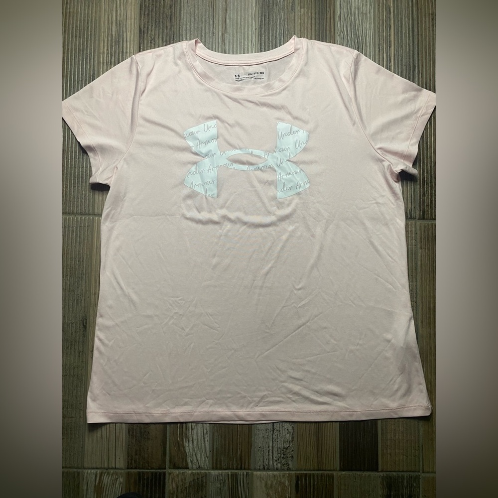 Under Armour Light Pink Tee with White Logo